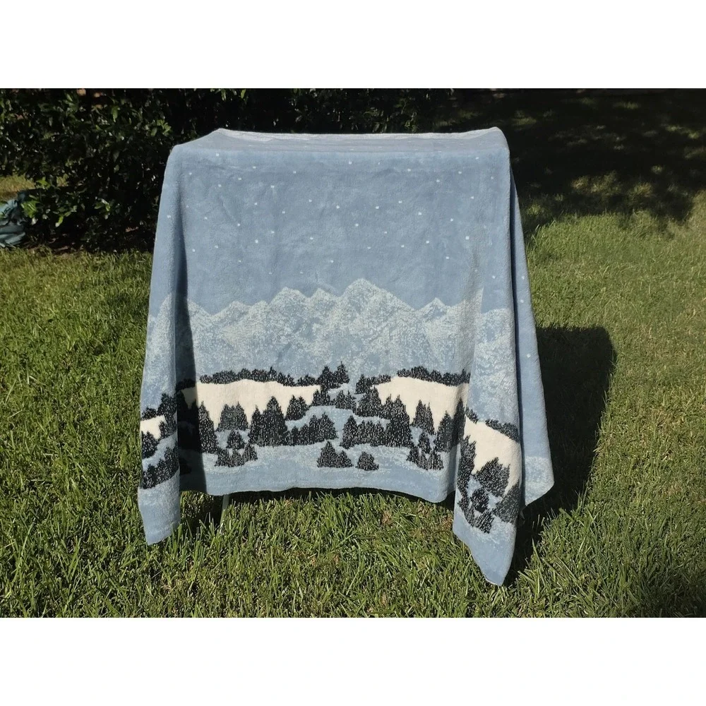 Mountain Forest Throw Blanket Winter Snow Landscape Cabin Lodge Decor